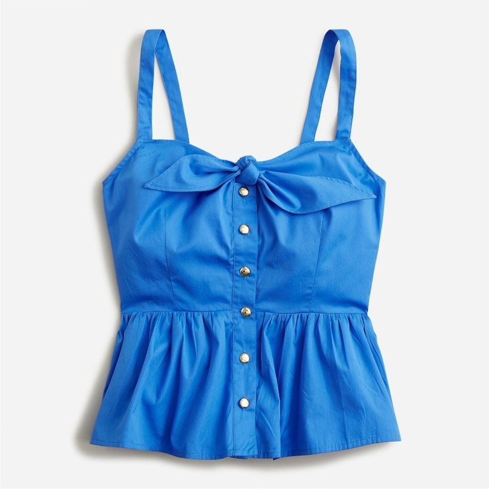 J. Crew Tie Front Button Up Ruffle Peplum Top- NWT